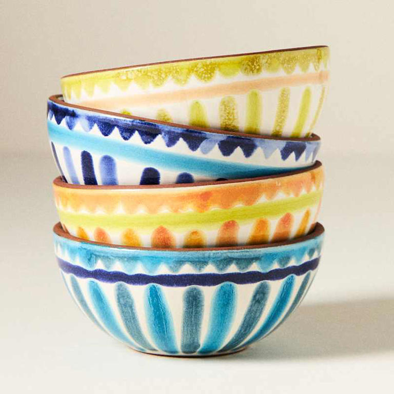 The Mediterranean Dish Glazed Terracotta Nut Bowls, Assorted Set of 4