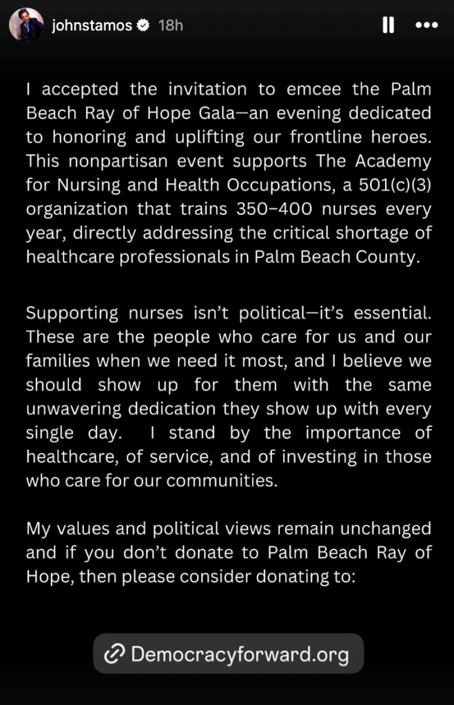 John Stamos Defends Visit to Trump's MaraLago ‘Supporting Nurses Isn