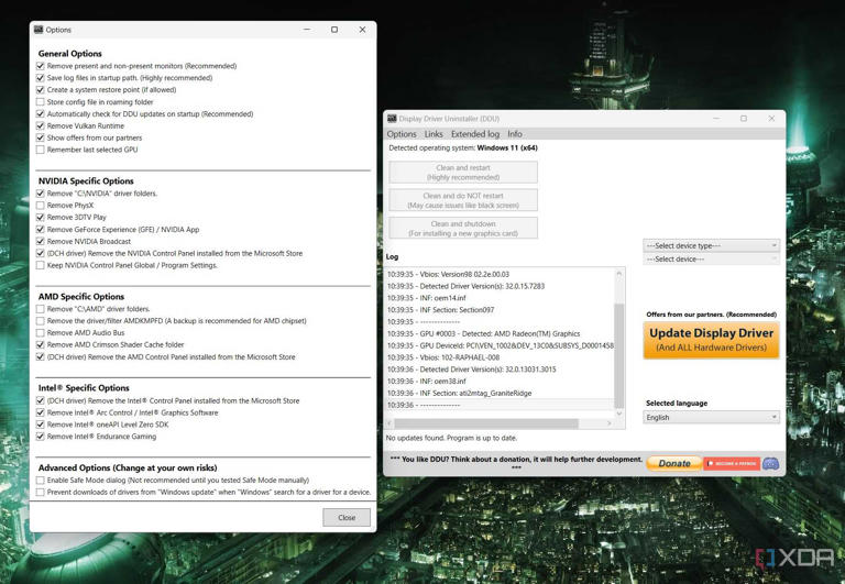 Display Driver Uninstaller on Windows 11. 