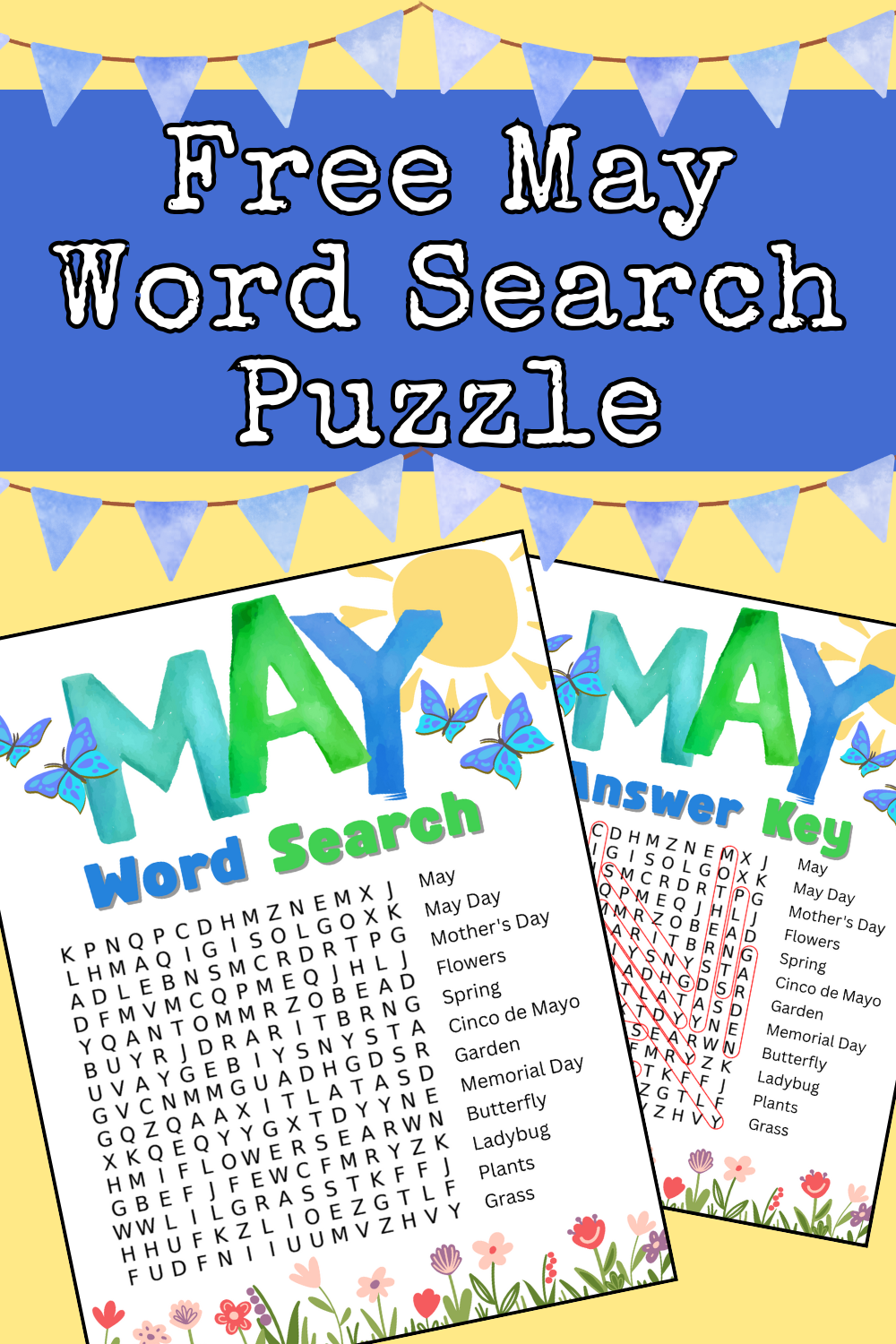 Free printable May word search