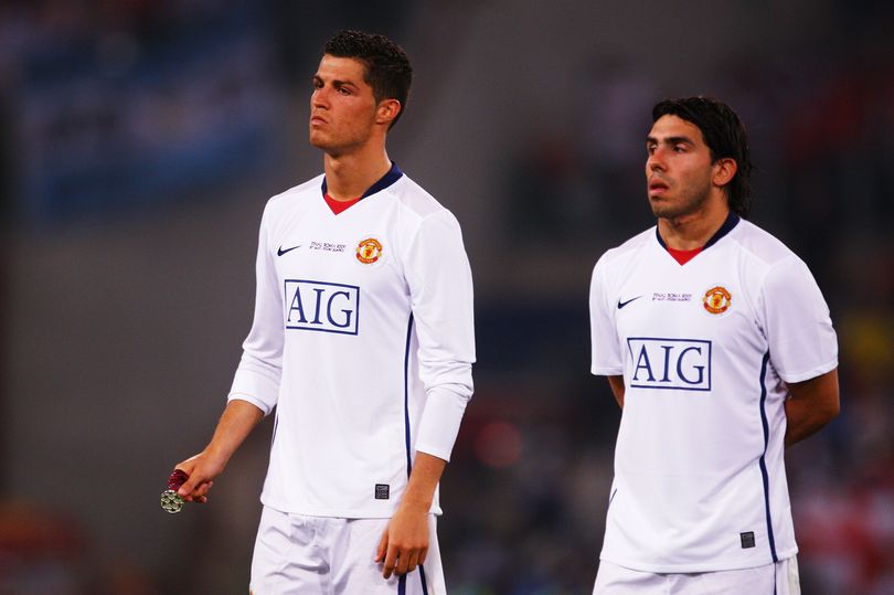 Cristiano Ronaldo y Carlos Tevez jugando para el Manchester United
