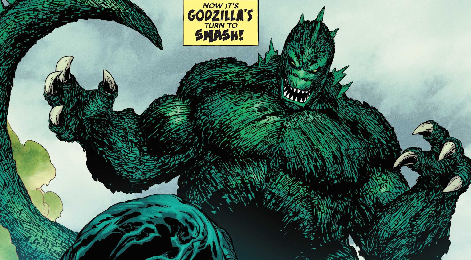 The Godzilla Hulk is Created in Godzilla vs Hulk Comic Art