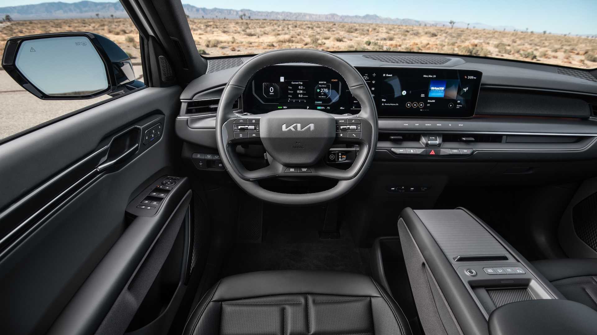 Kia EV9 steering wheel and dashboard