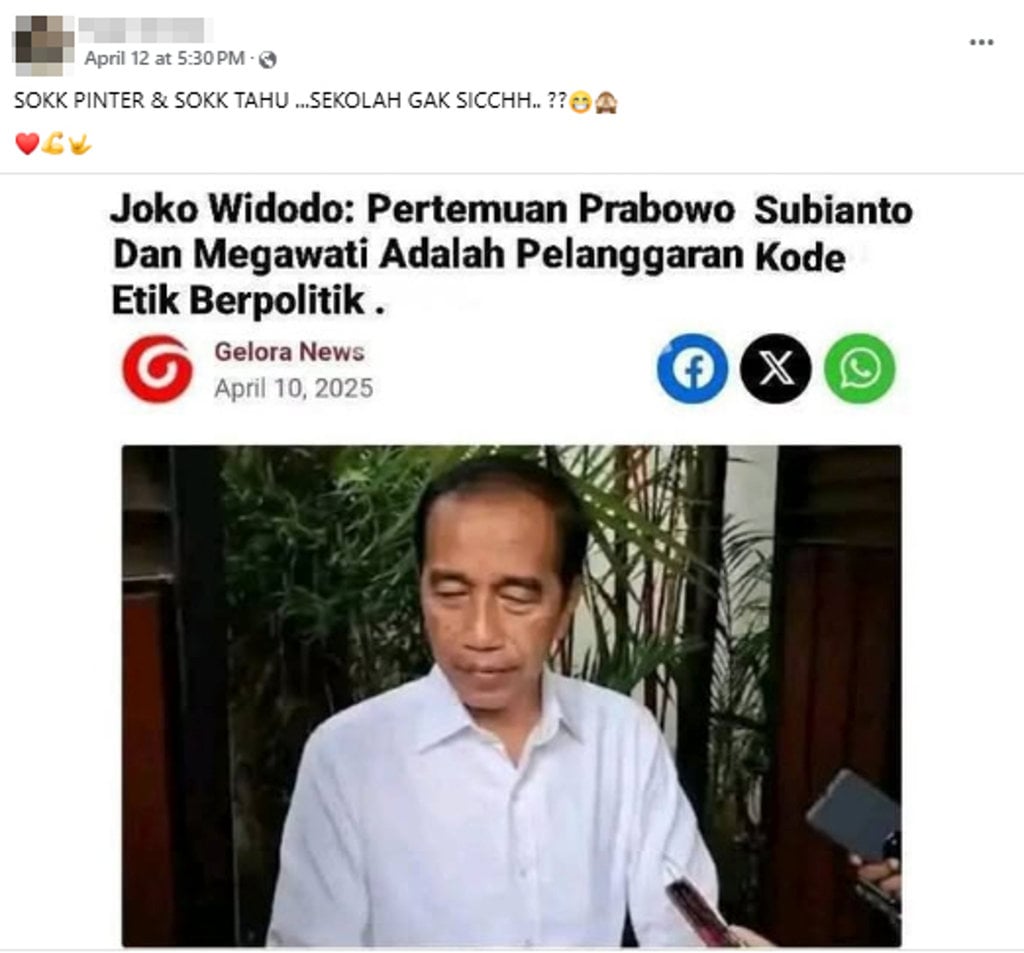 Periksa Fakta Jokowi Komentari Pertemuan Prabowo-Megawati