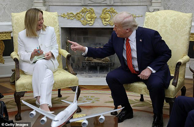 U.S. President Donald Trump meets with Italian Prime Minister Giorgia Meloni in the Oval Office