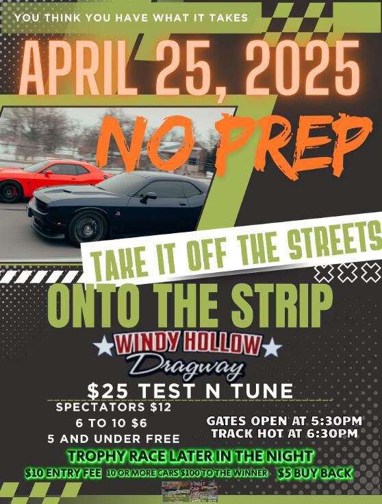 Windy Hollow Dragway hosts ‘No Prep’ racing this weekend