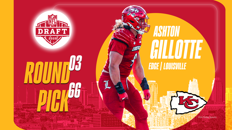 Chiefs chọn Louisville DE Ashton Gillotte ở lượt chọn số 66 trong bản dự thảo NFL năm 2025