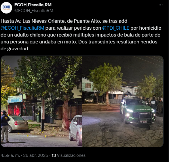 Un Muerto Y Dos Heridos Deja Balacera En Puente Alto