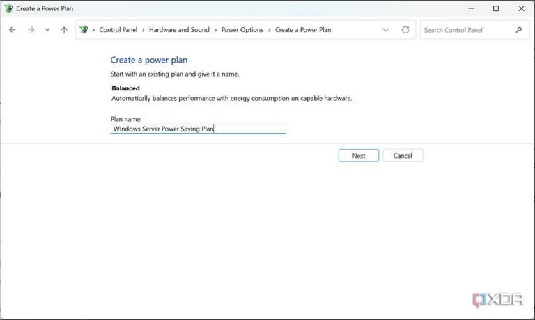 Creating a Power Plan on Windows Server