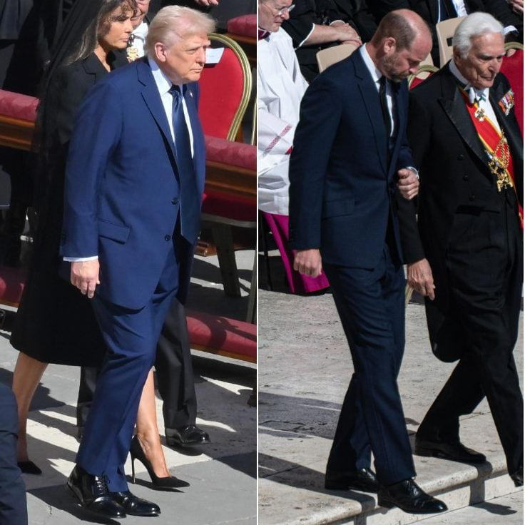 Donald Trump and Prince William both wear navy suits in place of black - Chris Warde-Jones/Roberto Silvino/NurPhoto/Shutterstock