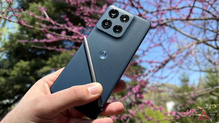 Moto G Stylus (2025) in hand with stylus 