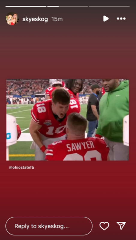 Will Howard's girlfriend reacts to the Steelers drafting him. Skyler Skoglund/IG.
