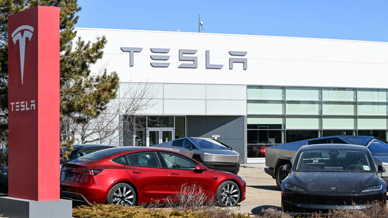 In the photo, a Tesla showroom in Canadian Edmonton.