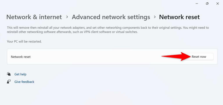 "Reset Now" highlighted in Settings.