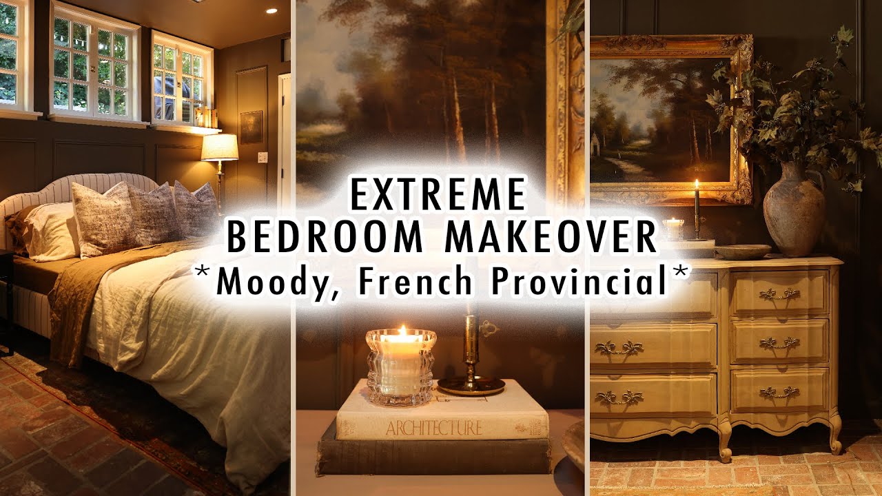 Moody French provincial bedroom makeover reveals dramatic ...