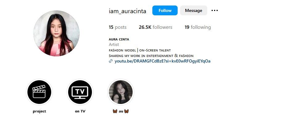 Akun Instagram Aura Cinta