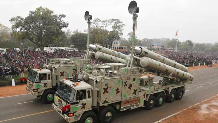 Indian Army's BrahMos weapon systems are displayed during a full dress rehearsal for the Republic Day parade in New Delhi. Image: Moneycontrol