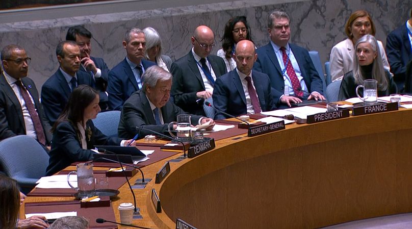 United Nations Security Council Session on the Middle East, United Nations, Tuesday, April 29, 2025 AP Photo/UNTV