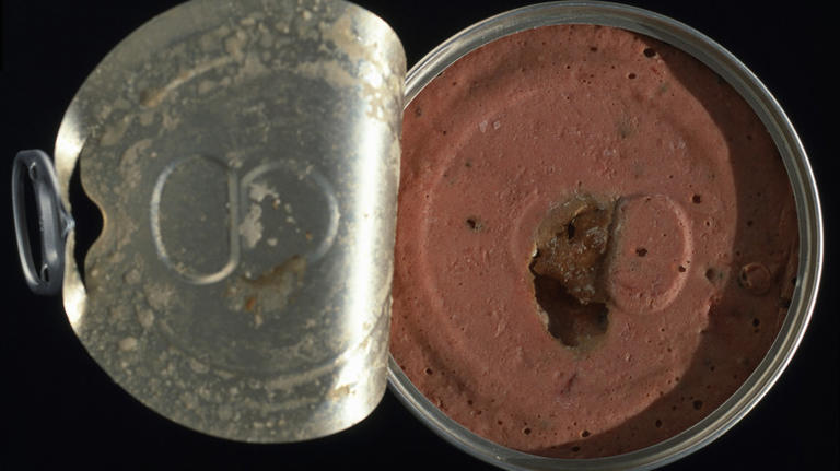 Open can of potted meat