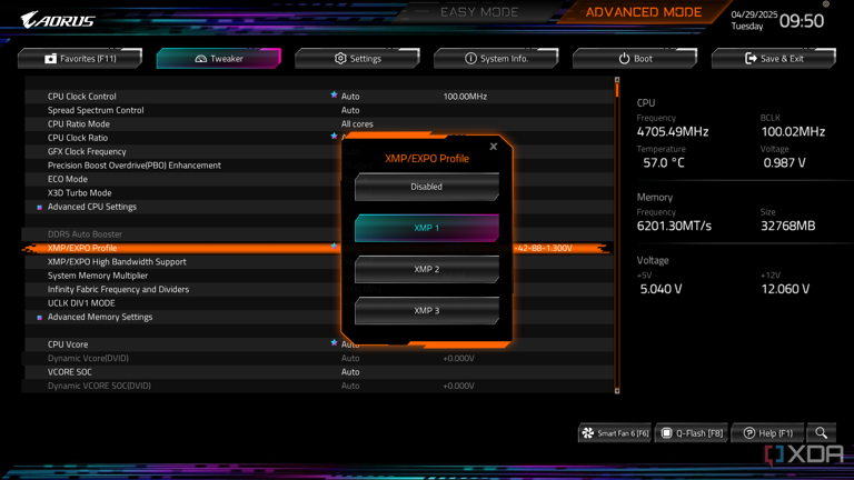 Motherboard XMP profiles