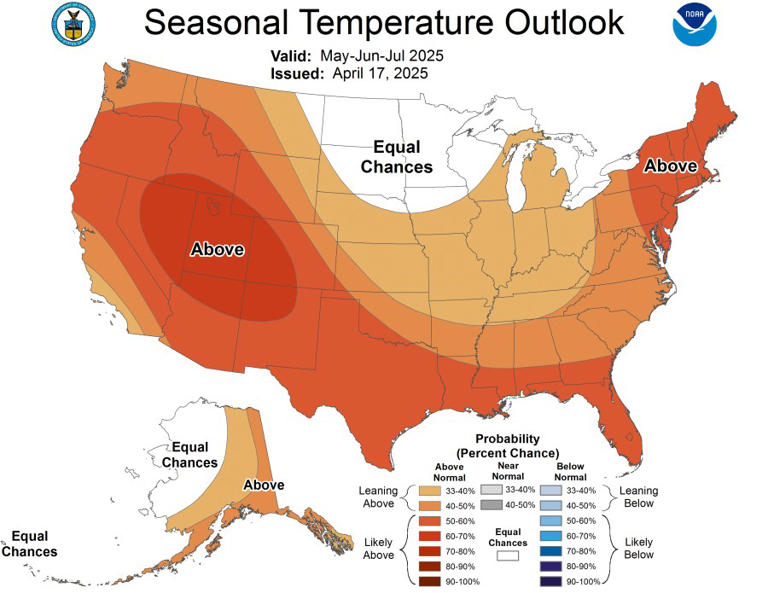 Hot start to summer predicted for most states. Map shows where it’ll be ...