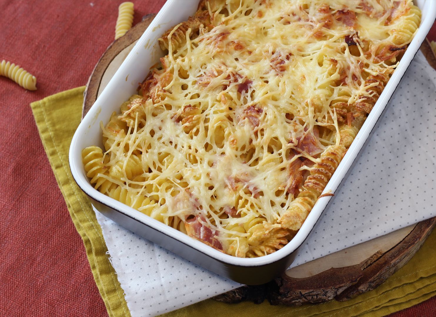 Nudelgratin mit schinken und käse aus dem airfryer