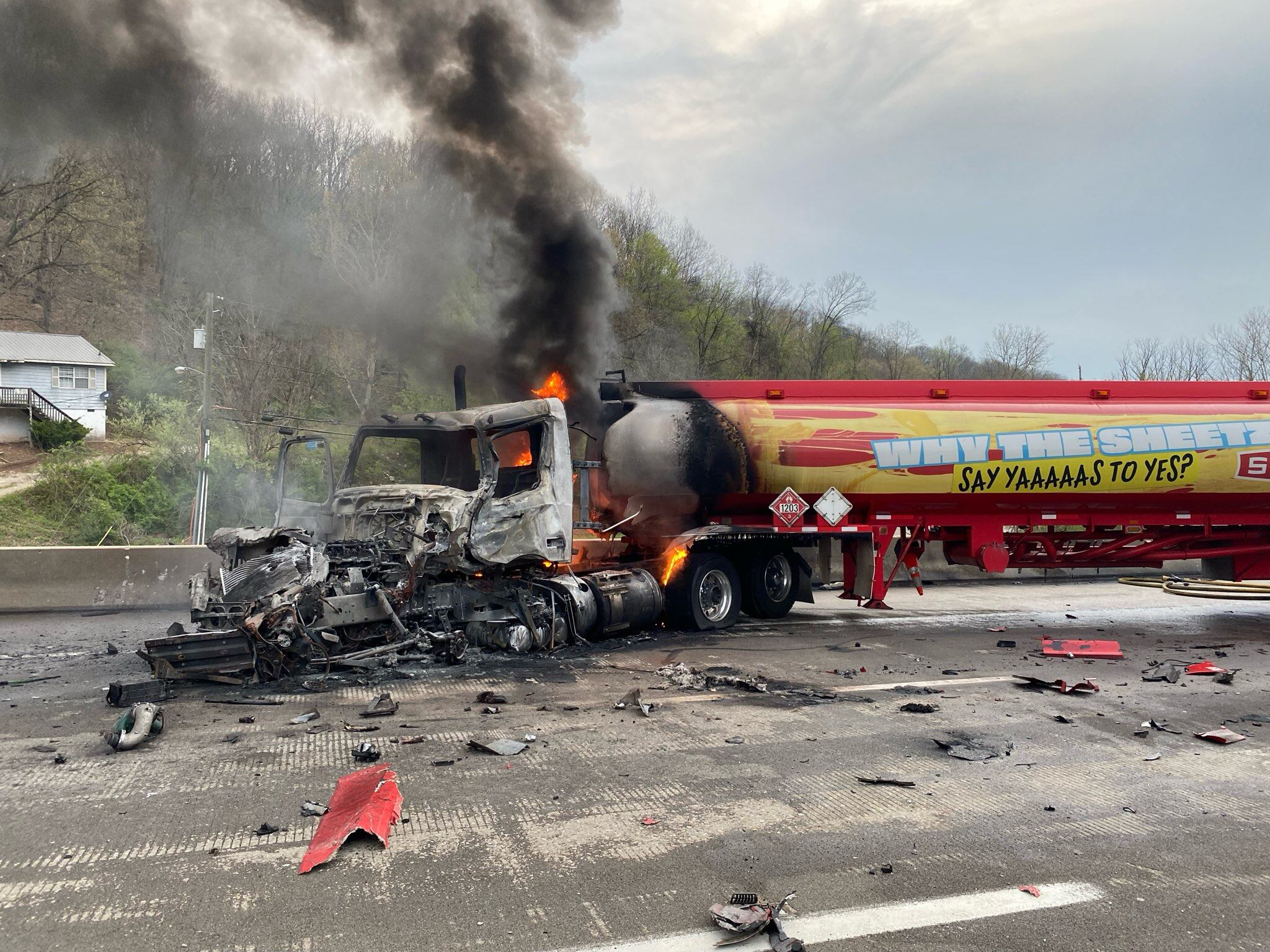 Lanes reopen after fiery crash on Interstate 64
