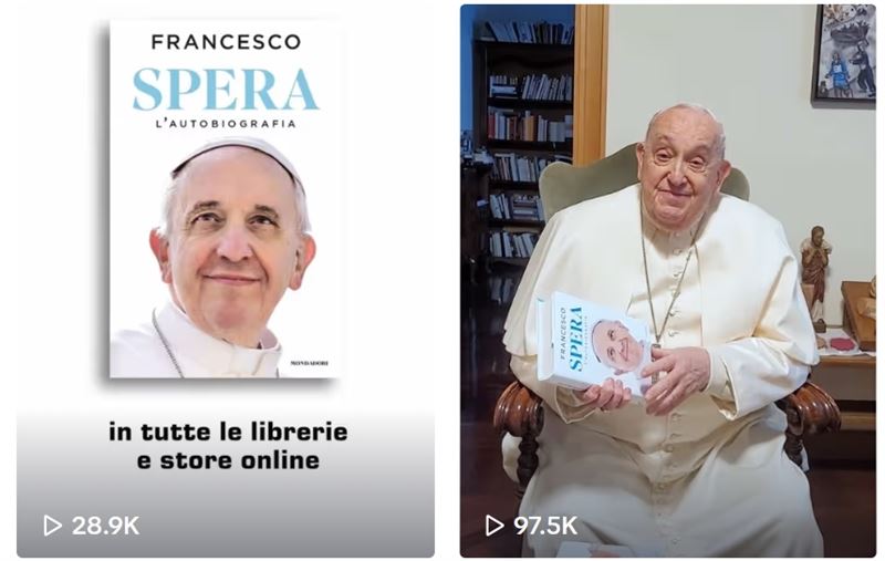教宗方濟各自傳《希望》成遺作，最後提醒世人的7件事溫暖曝光。（圖／翻攝自教宗tiktok）
