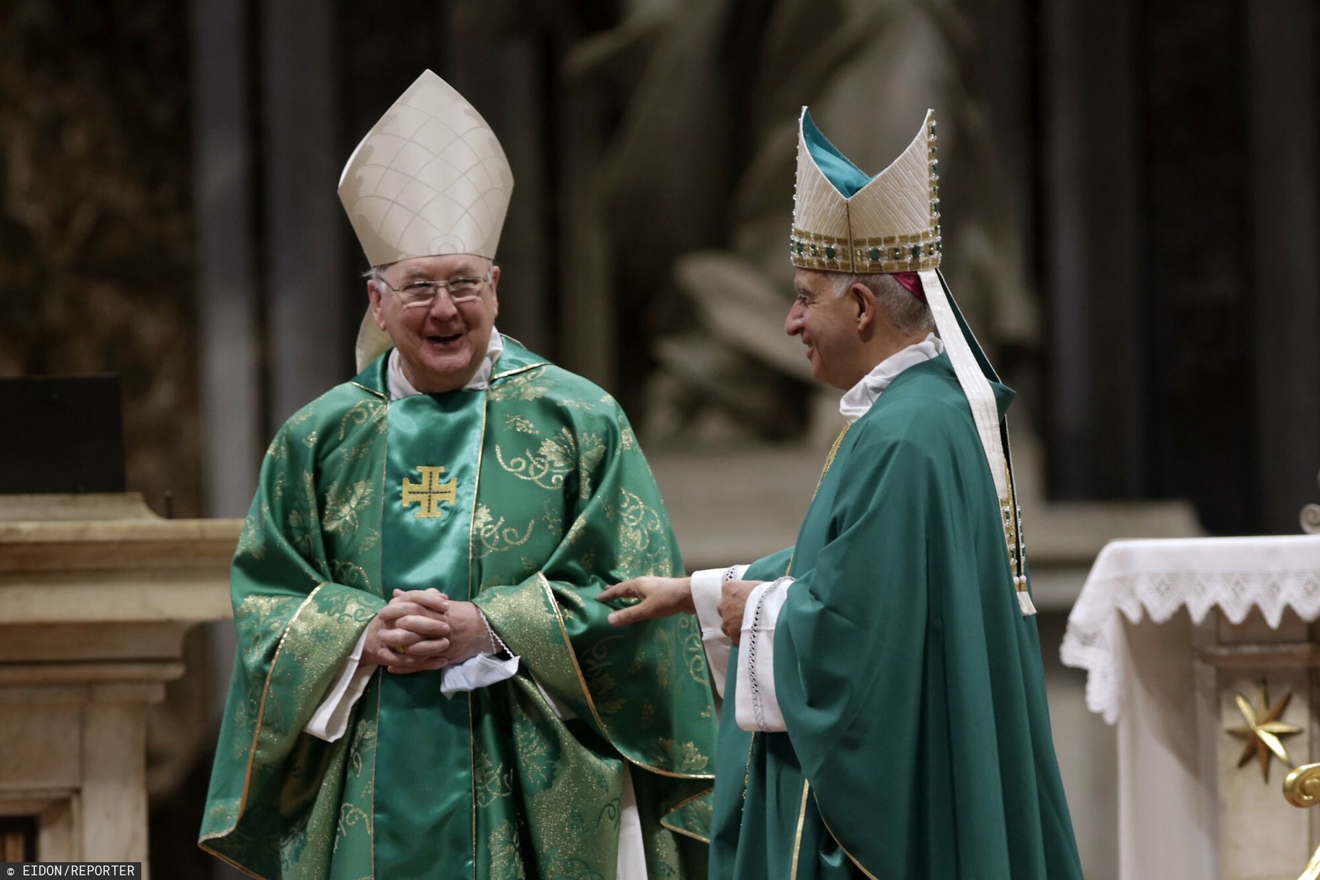 Cardinal Kevin Joseph Farrell (on the left) is substituting for the pope
