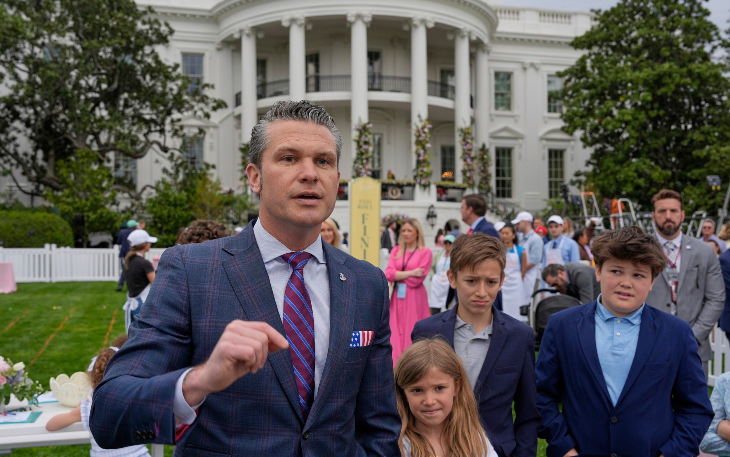 Pete Hegseth at the White House Easter egg roll on Monday - Alex Brandon