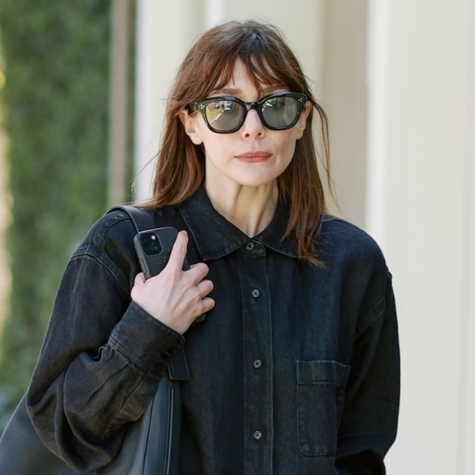 Elizabeth Olsen Wears a 1,350 Denim Shirt From The Row to Visit Her