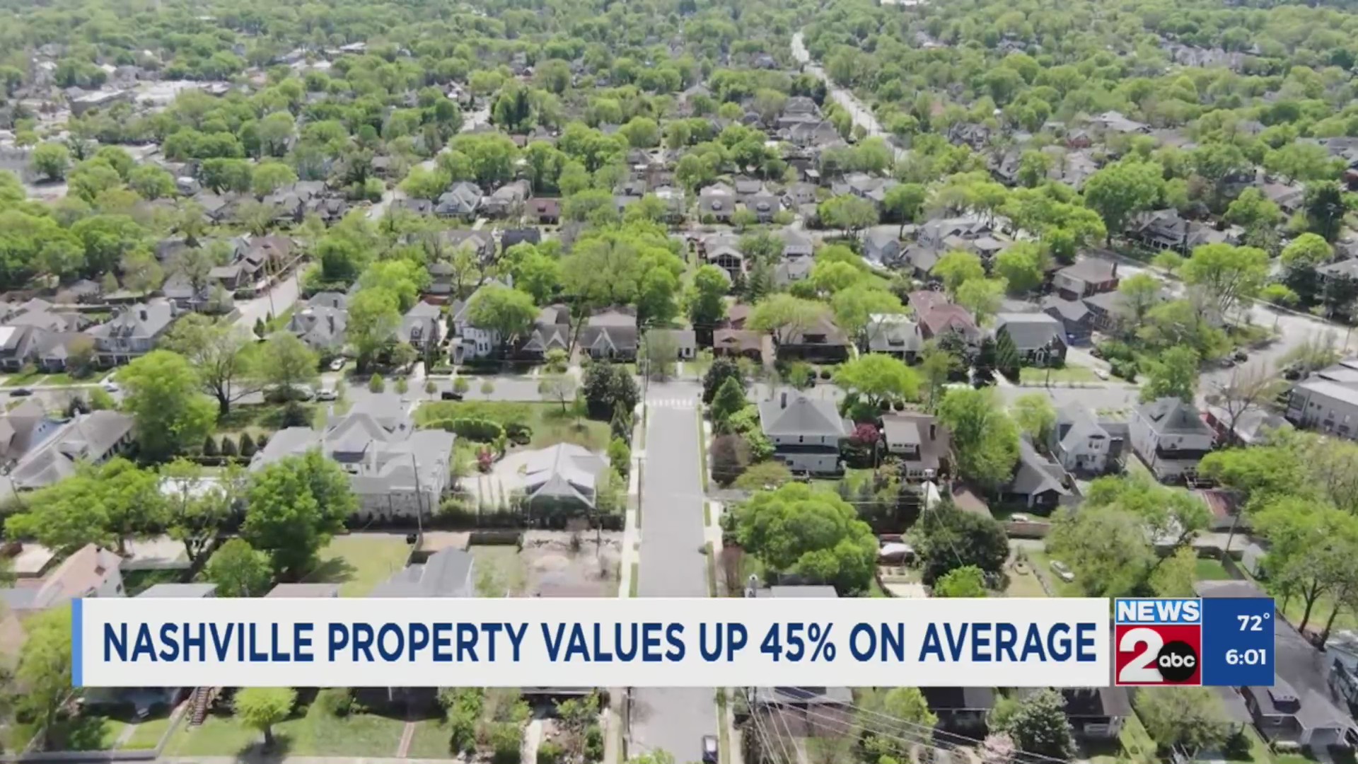Nashville, TN property values up by 45% on average