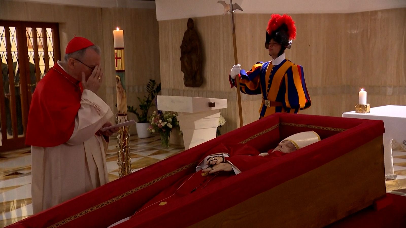 First images of pope's casket