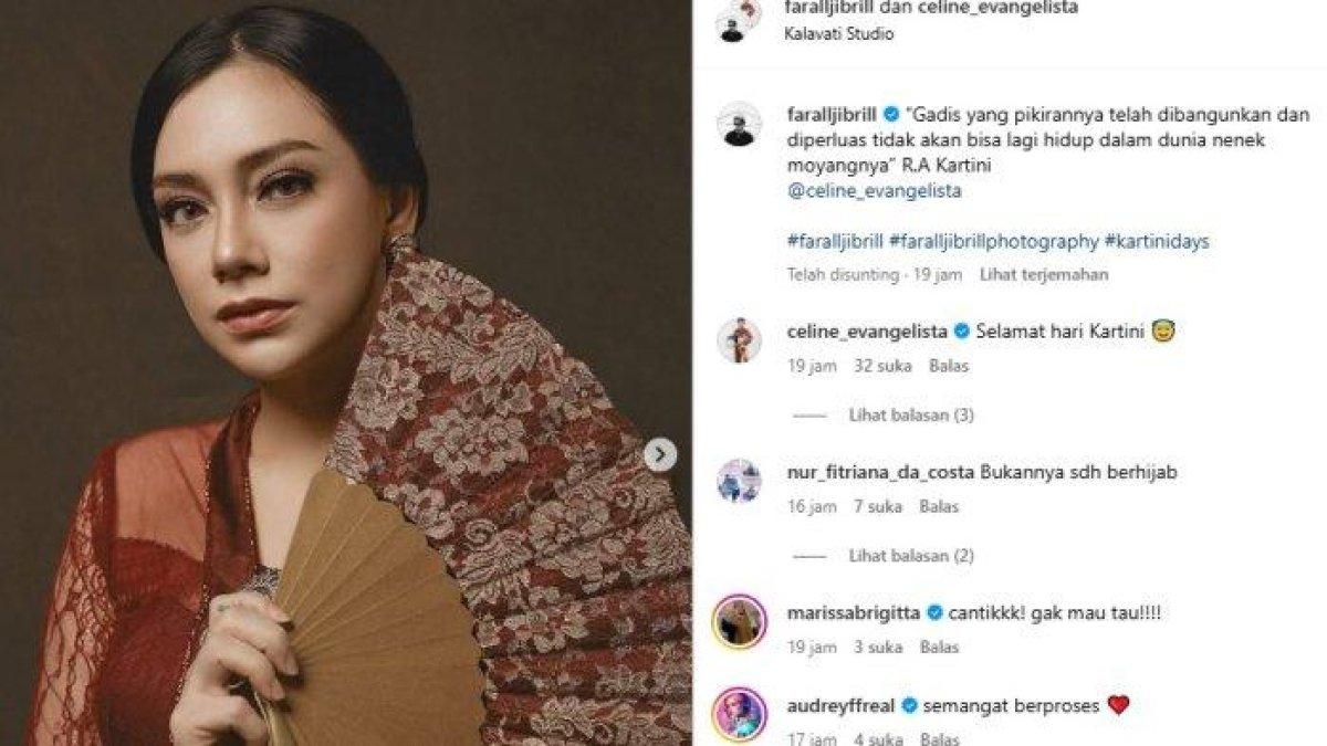 Gambaran Celine Evangelista Merayakan Hari Kartini, Janda Stefan William Tampil Berhijab dan Berkebaya