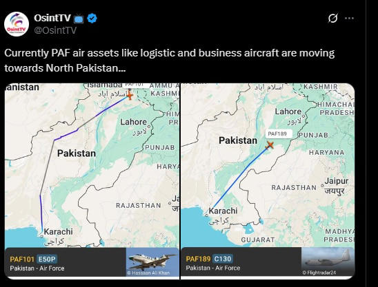 Flight data shows Pakistan deploying military assets to bases near J-K
