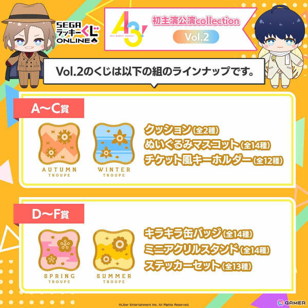 A3! セガラッキーくじ 月下 ぬいぐるみ 千景 密 オーガスト A3! セガ