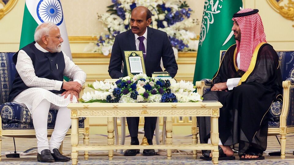 Prime Minister Narendra Modi holds delegation-level talks with Crown Prince and the Prime Minister of Saudi Arabia in Jeddah on Wednesday. (ANI)
