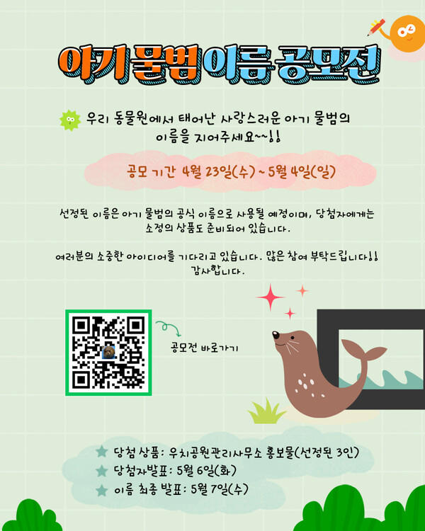 아기 물범 이름 공모전 포스터=광주시 제공