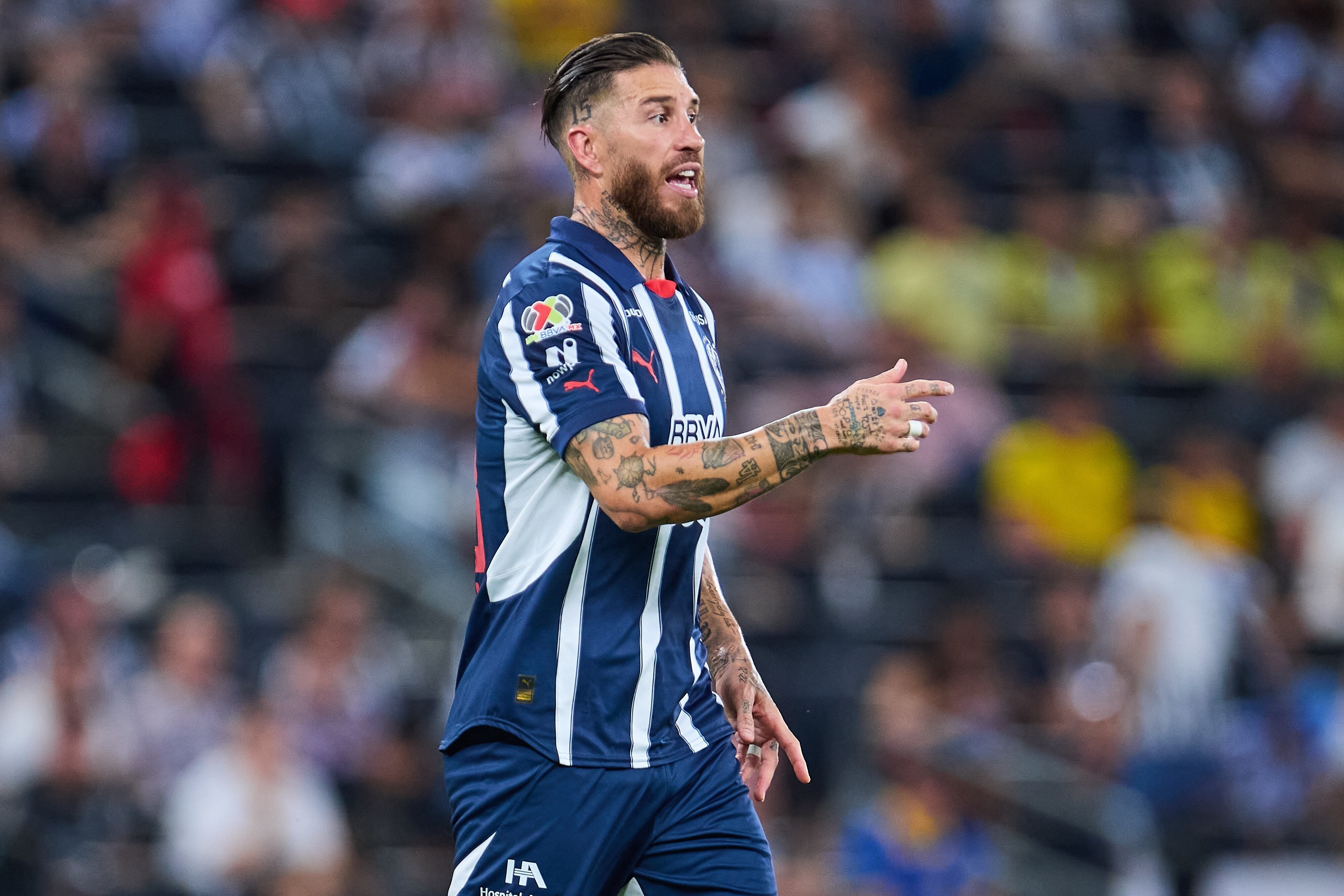 Sergio Ramos of Monterrey during the 16th round match between Monterrey and America as part of the Liga BBVA MX, Torneo Clausura 2025 at BBVA Bancomer Stadium, on April 16, 2025 in Monterrey, Nuevo Leon, Mexico.