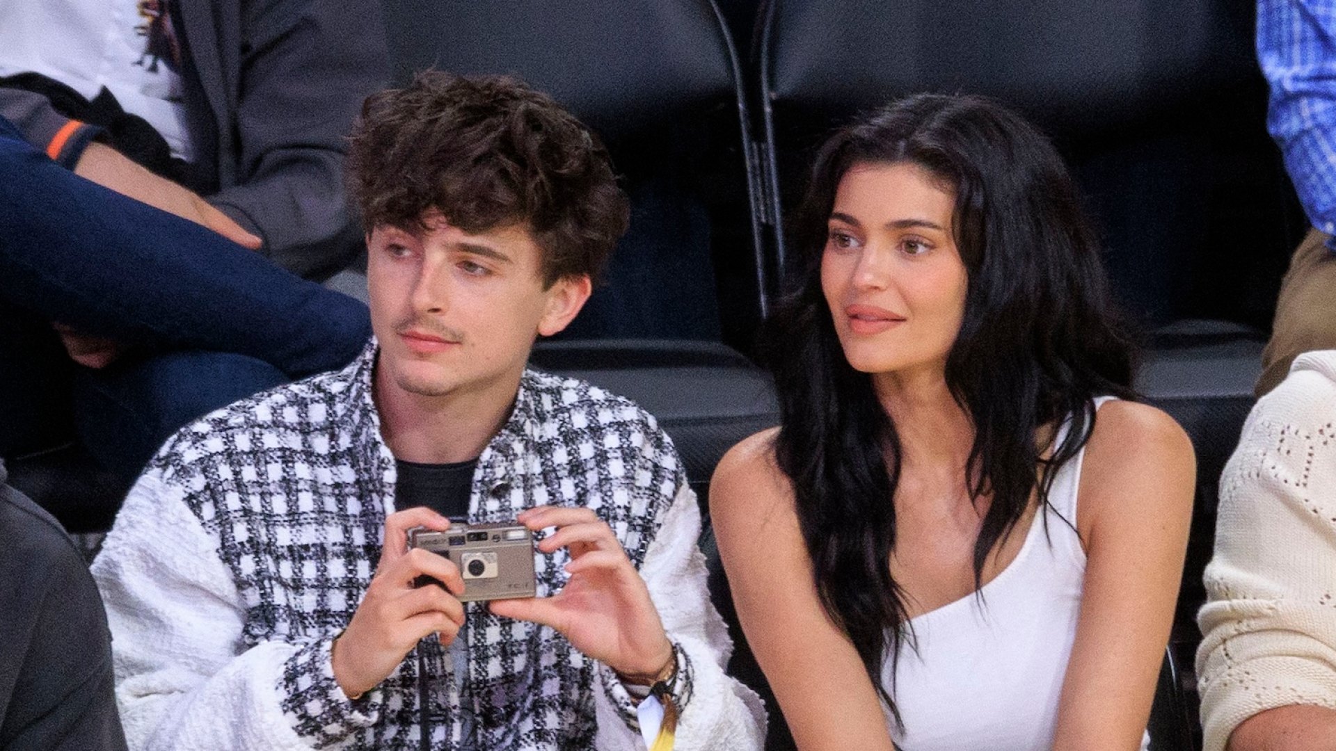 Kylie Jenner and Timothee Chalamet Kiss Courtside at Lakers Game