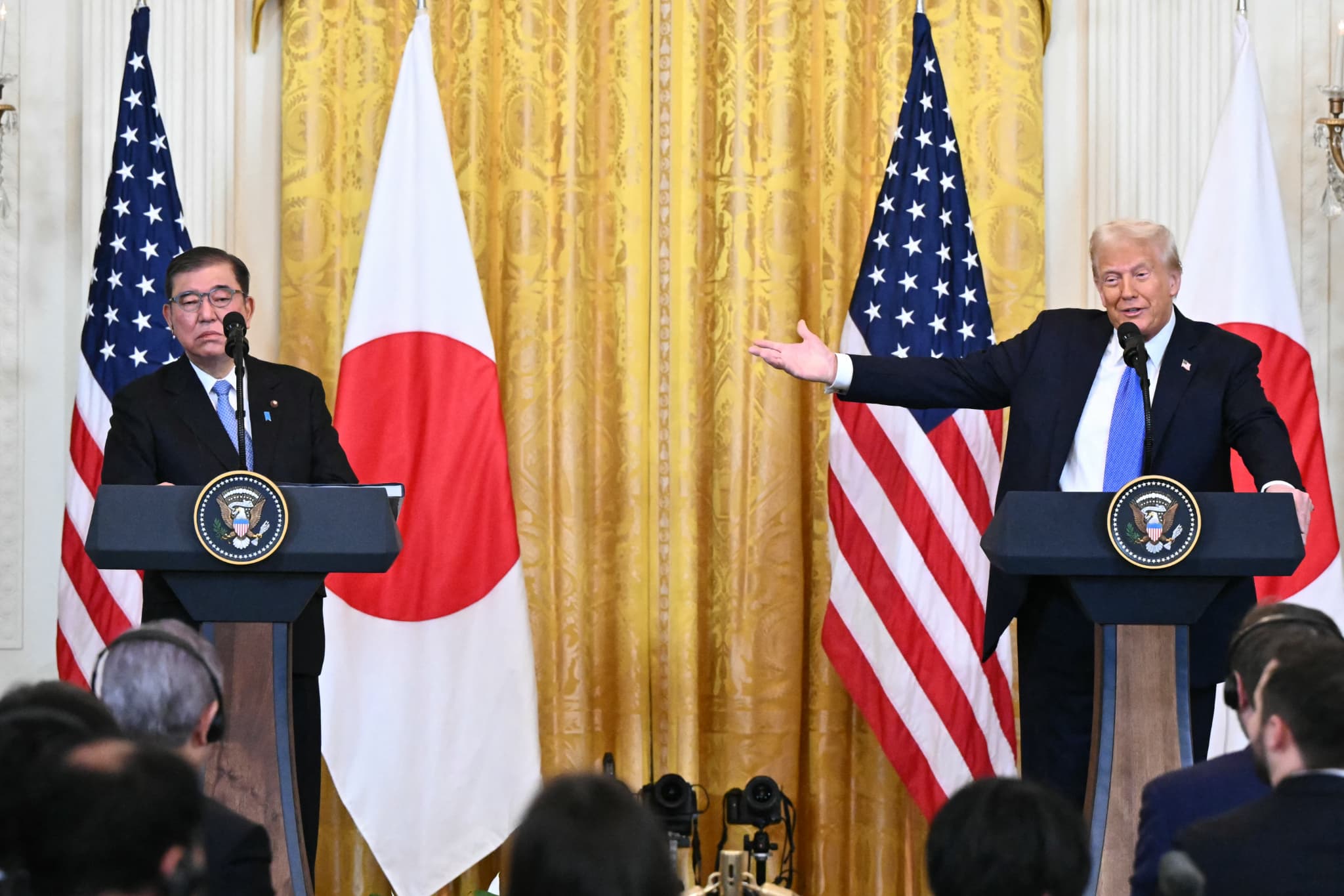 Le président américain Donald Trump lors d'une conférence de presse conjointe avec le Premier ministre japonais Shigeru Ishiba, le 7 février 2025 à Washington DC, aux États-Unis (photo d'illustration). Image d'illustration