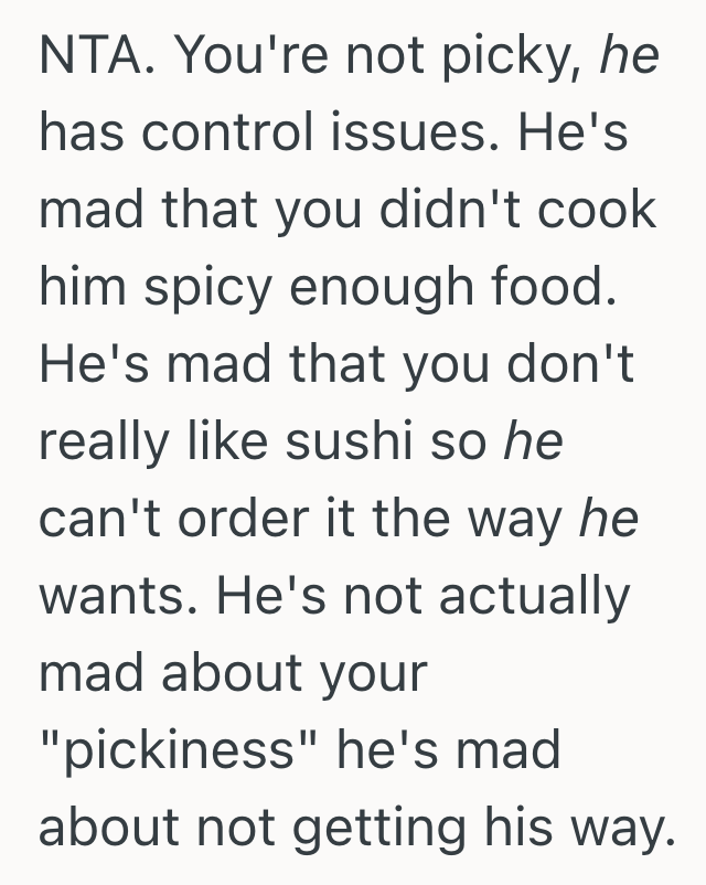 Her Boyfriend Thinks She’s A Picky Eater Because She Doesn’t Like Fish