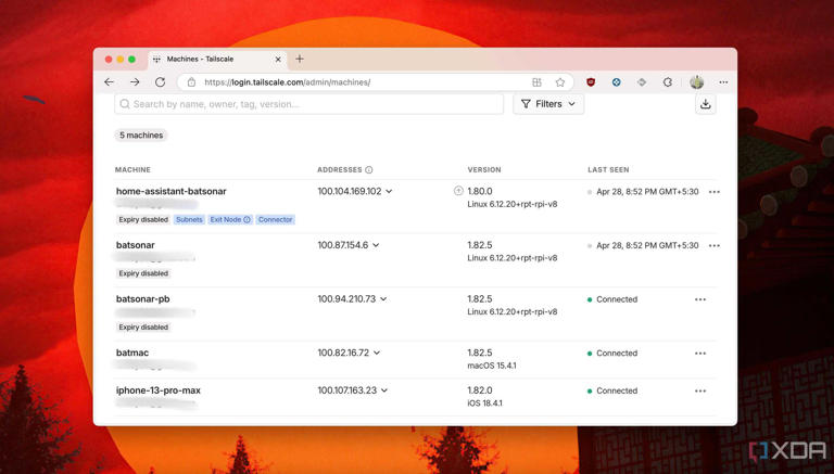 Click machine name from Tailscale Dashboard
