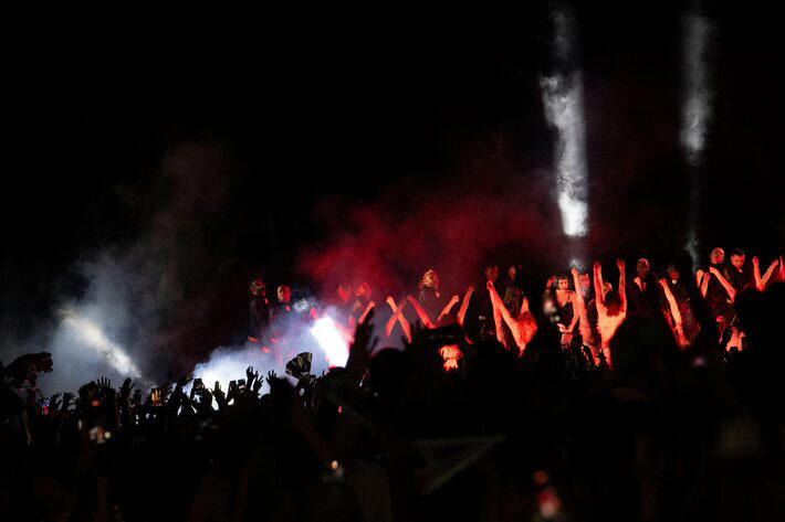 Lady Gaga em seu show em Copacabana, no Rio de Janeiro Foto: Pablo Porciuncula/AFP