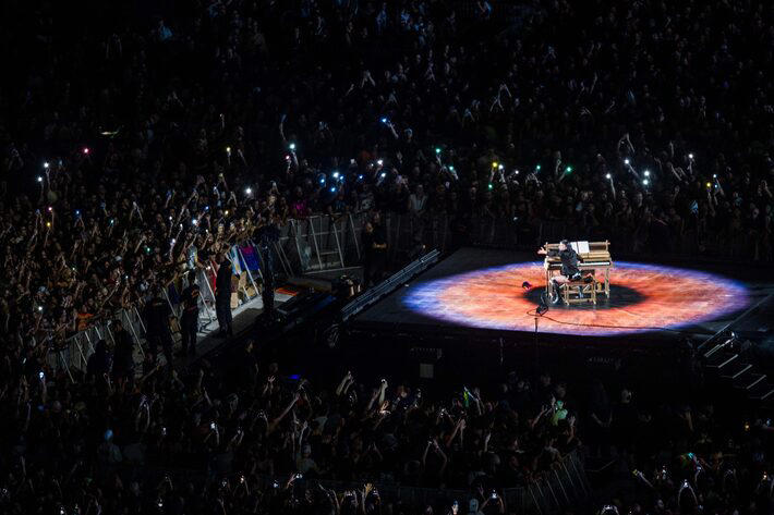 Lady Gaga em show em Copacabana, no Rio de Janeiro Foto: Daniel Ramalho/AFP