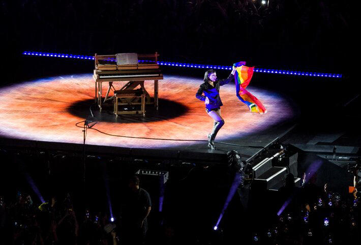 Lady Gaga durante show em Copacabana, no Rio de Janeiro, em 2025 Foto: Daniel Ramalho/AFP