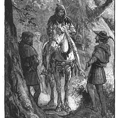 Zdroj: Public domain (neznámý autor), Wikimedia commons | Robin Hood na koni