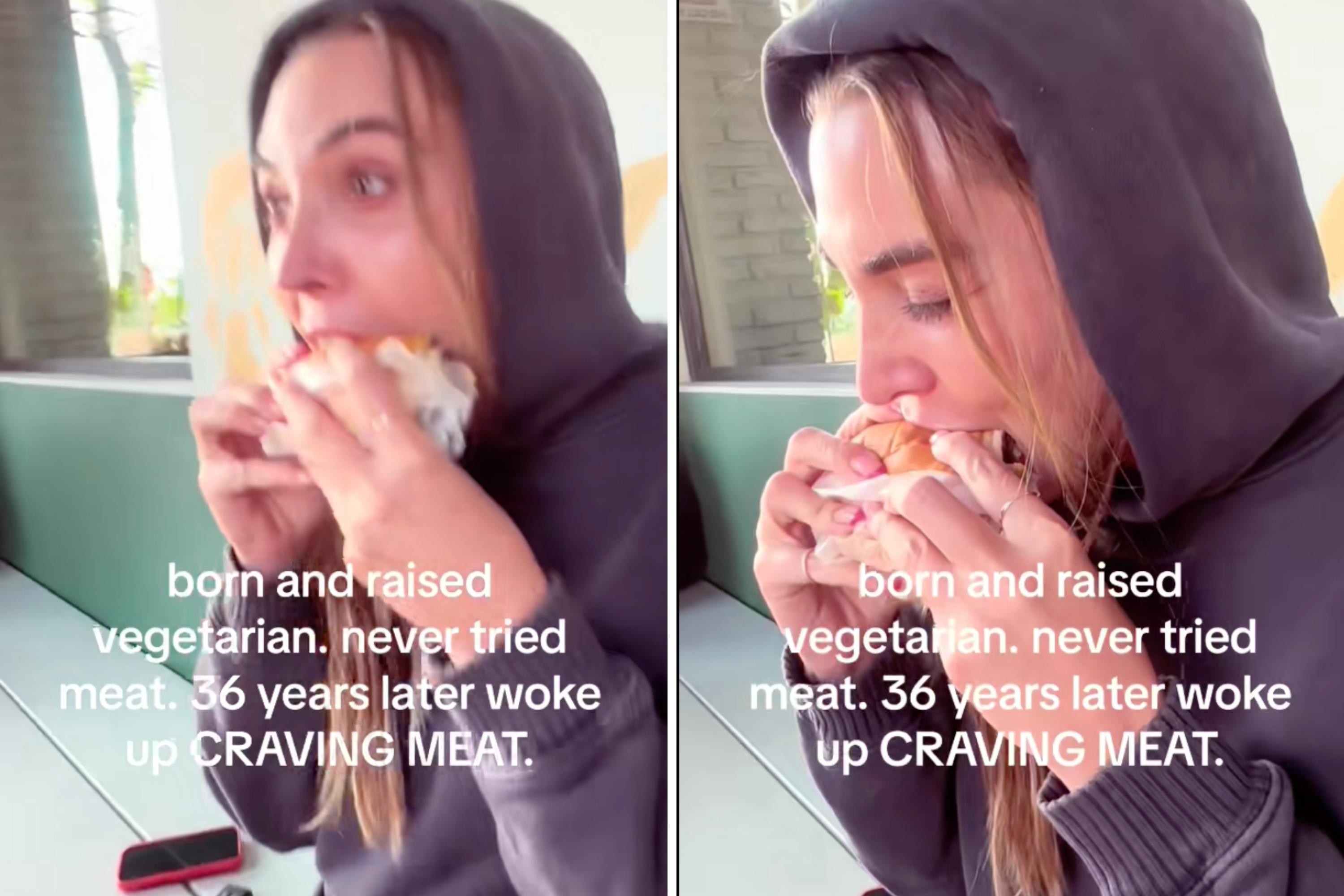Moment Lifelong Vegetarian Millennial Eats Meat For First Time Goes Viral