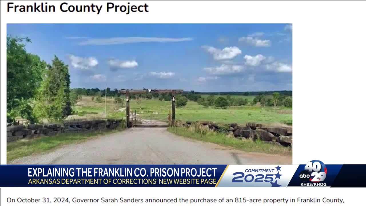 Arkansas Corrections Website Adds Franklin County Prison Project Details