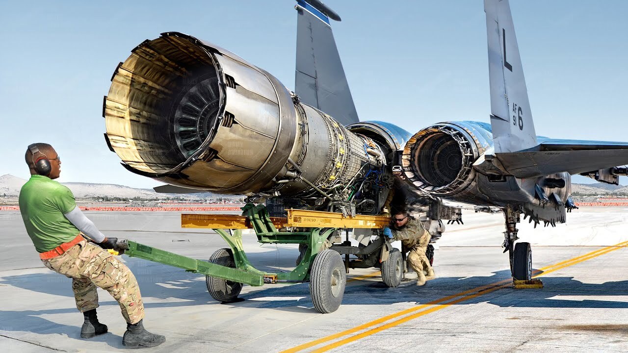 Intriguing method for extracting a $40 million F-15 jet engine for repairs